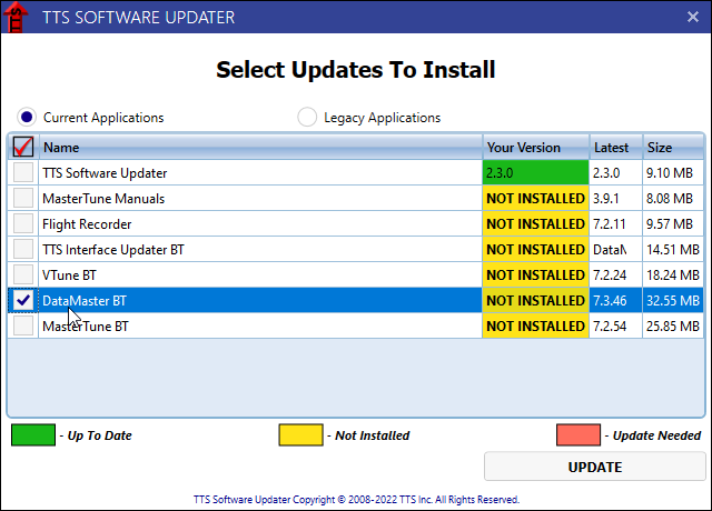 TTS Software Updater screenshot